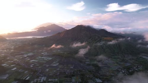 Aerial view of Mount Batur, Indonesia.