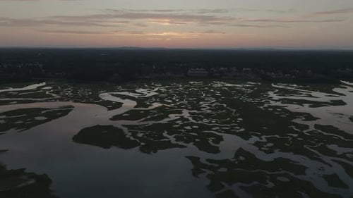Aerial view of marshlands, United States.