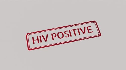 HIV Positive Red Grunge Stamp Reveal Animation
