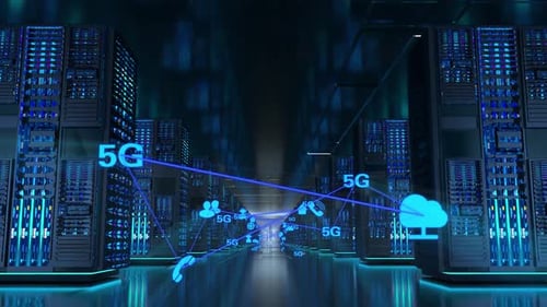 Servidor de Internet e sala de computadores de big data