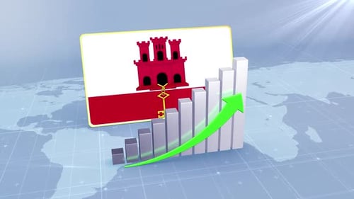 Gibraltar Economic Growth Bar Chart Graph Rising Green Arrow