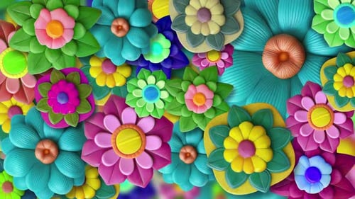Vibrant Clay Flowers Animated Motion Background