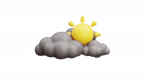 3D Animation Sun Behind Dark Clouds