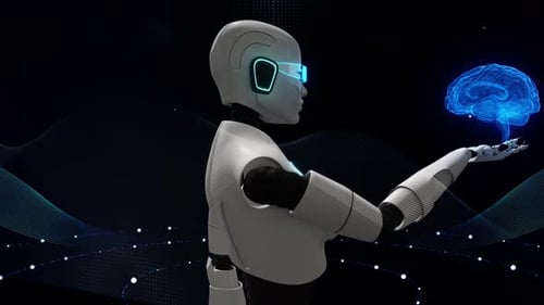 Futuristic Robot Presents Holographic Human Brain Technology