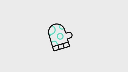 Animated Flat Design Kitchen Oven Mitt Icon
