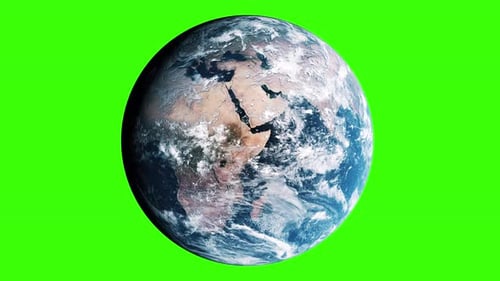 Rotating Planet Earth on Green Screen Background for Compositing