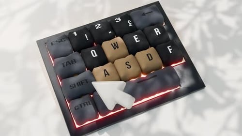 Representación 3D de una animación de teclado en tela