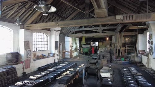 Old foundry in England molds prepared and ready for casting