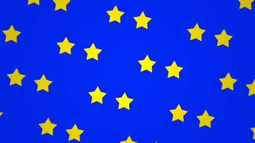 Rotating Yellow Stars Seamless Loop on Blue Background