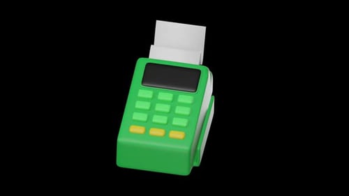 Animated 3D Point of Sale Terminal with Receipt