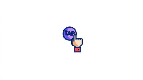 Flat Design Hand Tapping Button Icon Animation