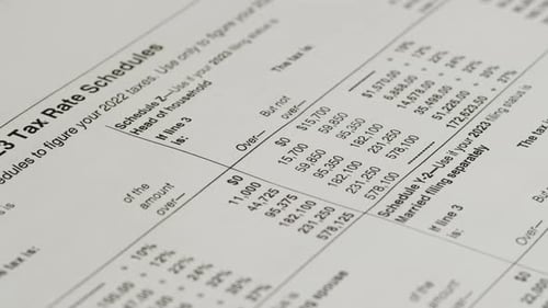 Tax Rate Schedule Document Showing Tax Brackets