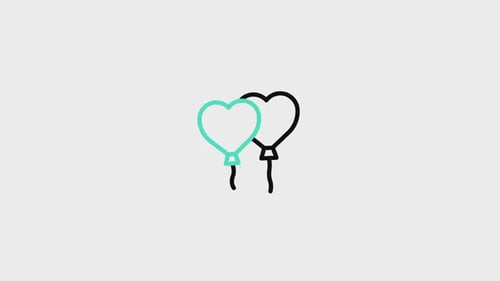 Minimalist Animated Heart Balloons Love Icon