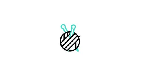 Minimalist Line Art Knitting Yarn and Needles Icon Animation