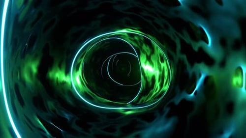 Light Green And Cyan Fantasy Corridor Wormhole With Neon Light Background Vj Loop In 4K