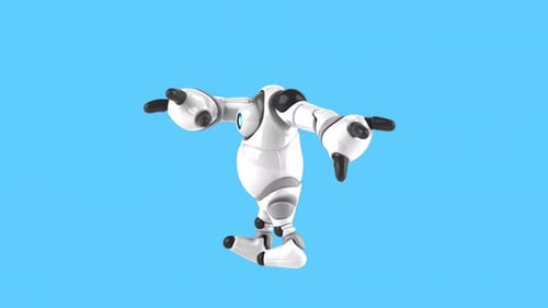 Fun 3D cartoon robot dancing (with alpha channel)
