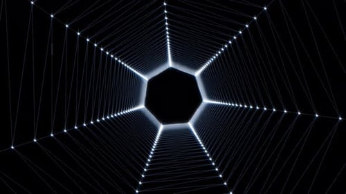 Illuminated Endless Spider web tunnel with dynamic spiral and circular motion