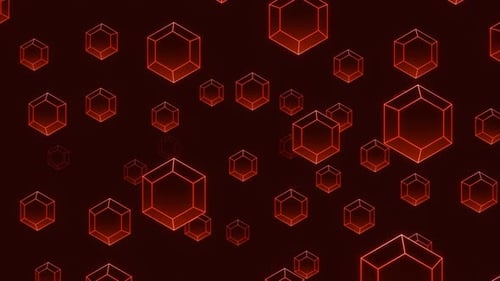 Fondo abstracto de partículas hexagonales rojas voladoras