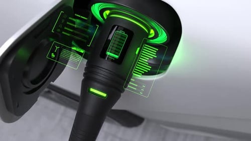 Futuristic Electric Car Charging Interface Animation