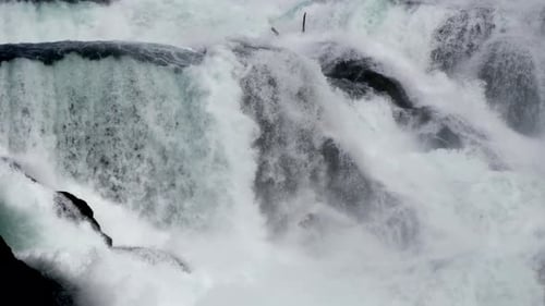 River Watefall Nature Scenery of Pure Clean Water Cascade Pouring Down
