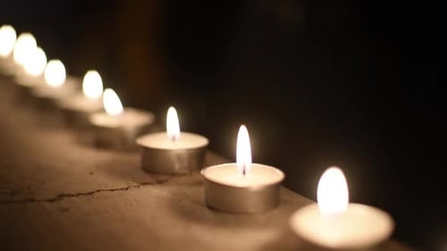 Candles Burning In The Dark Celebration, New Year Or Diwali Concept.