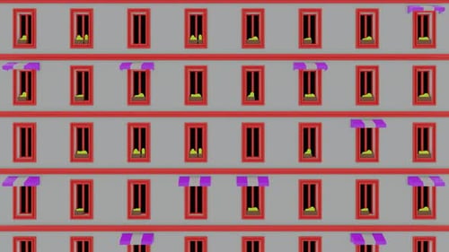 Visualización abstracta de los infinitos pisos de un edificio con ventanas