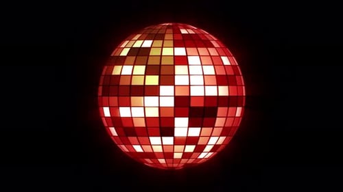 Animación de rotación de bola de discoteca roja brillante con canal alfa