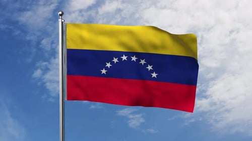 Realistic Waving Venezuela Flag Animation on Clear Sky