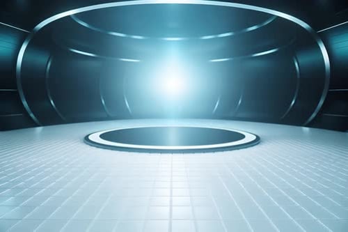 podium Futuristic showcase with platform for product displaying. Empty modern stage display