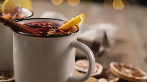 Aromatic Mulled Wine in Steel Mugs