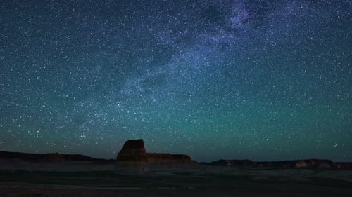 Timelapse of Milky Way stars timelapse at Lone rock on Lake Powell, Utah