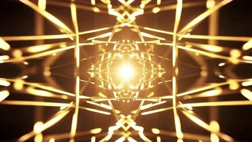 Golden Symmetrical Light Tunnel Motion Background