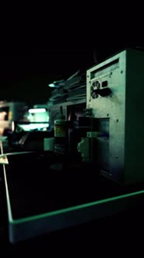 Vertical Format of Old Vintage Personal Computer Workspace