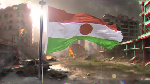 A bandeira do Níger e o contexto da guerra destruíram a megalópole