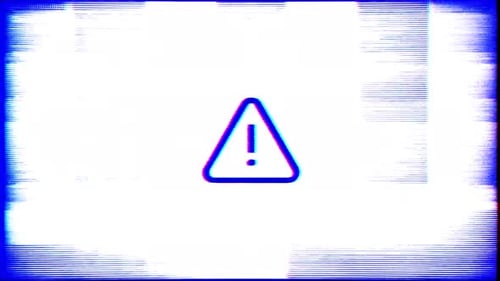 Digital Glitch Warning Sign Transition with Anaglyph Effect
