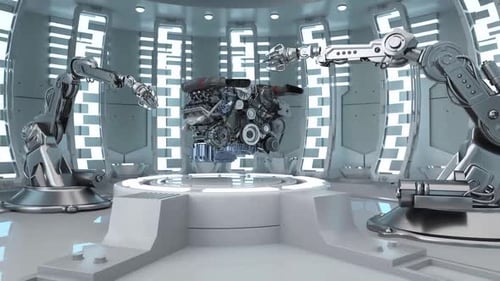 Automated Electronics PCB Assembly Line with Conveyor and Robotic Arms