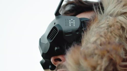 Pilot Controlling Fpv Drone Through Googles
