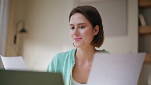 Woman Talking in Video Conference at Home