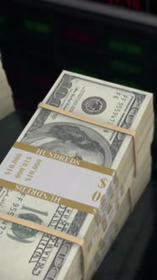 Dollar Money Stack Financial Market Background Vertical