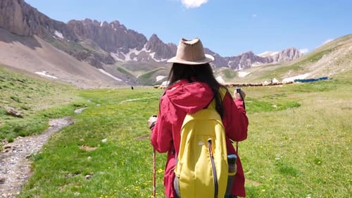 Happy Traveler Walking on Plateau