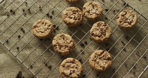 Video of biscuits with chocolate on baking rack