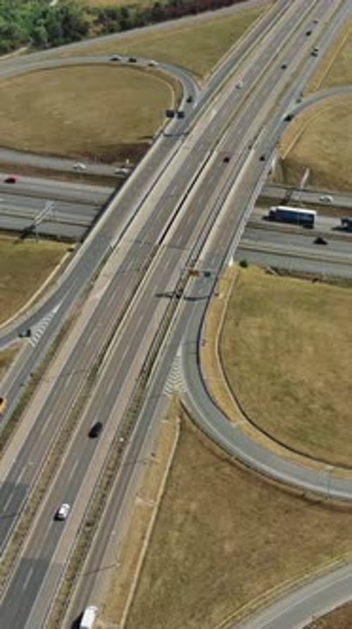 Aerial View of Road Interchange or Highway Intersection
