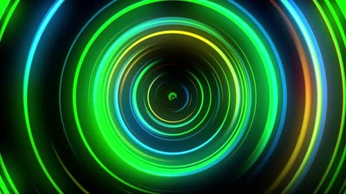 Abstrakter Neon-Shine-Ringhintergrund. Holographischer Tunnel rund