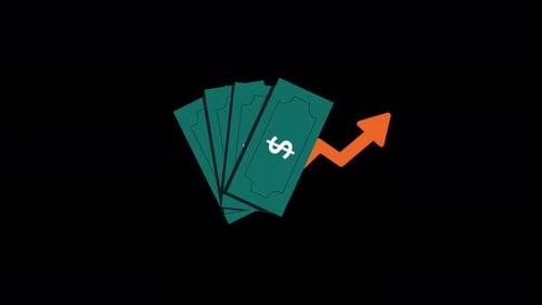 Banknotes with Upward Arrow. Financial Growth Concept Animation Video - Transparent