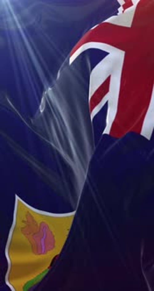 Realistic Turks and Caicos Islands Flag Waving in Wind
