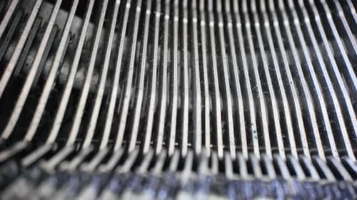 Close-up of the components of a typewriter