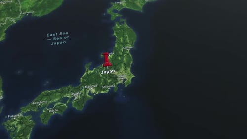 Animated Travel Pin Drop on Japan Map Location