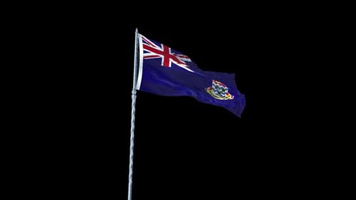 Cayman Islands Flag Waving Realistic With Sky With Alpha Channel