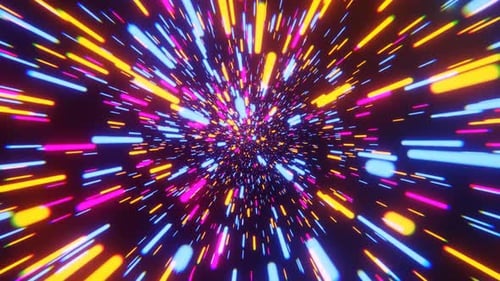 Blue Pink And Orange Infinite Hyper Space Neon Tunnel Background Vj Loop I 4K