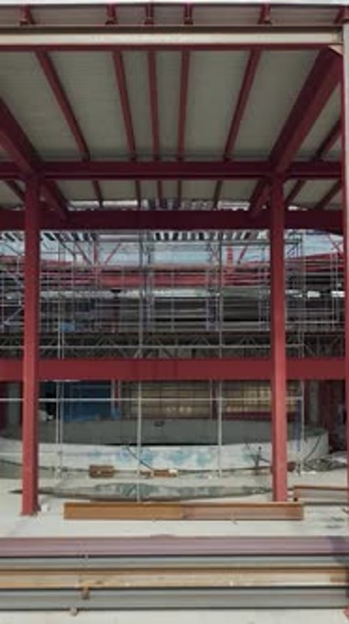 Vertical Video Building the Future Shopping Complex Construction